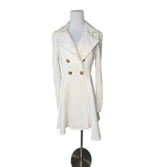 Windsor Military Double Breasted Long Coat SMALL Full Circle Vanilla Girl NWT - Picture 3 of 13